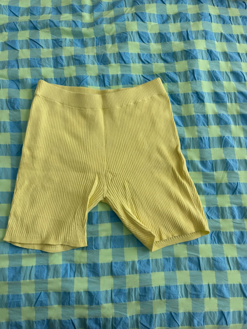 Zara Yellow Ribbed Bike Shorts